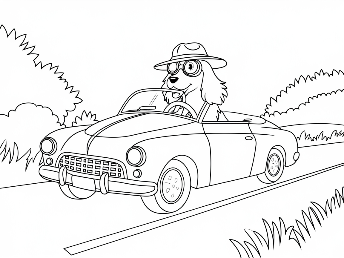 Road Trip with a Cocker Spaniel in a Vintage Convertible