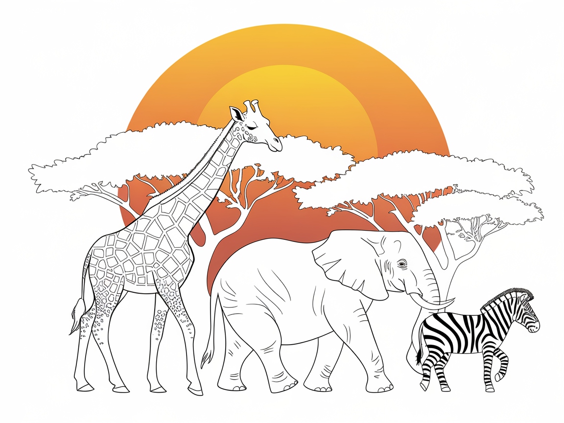 Explore the Serengeti with This Safari Animal Coloring Page