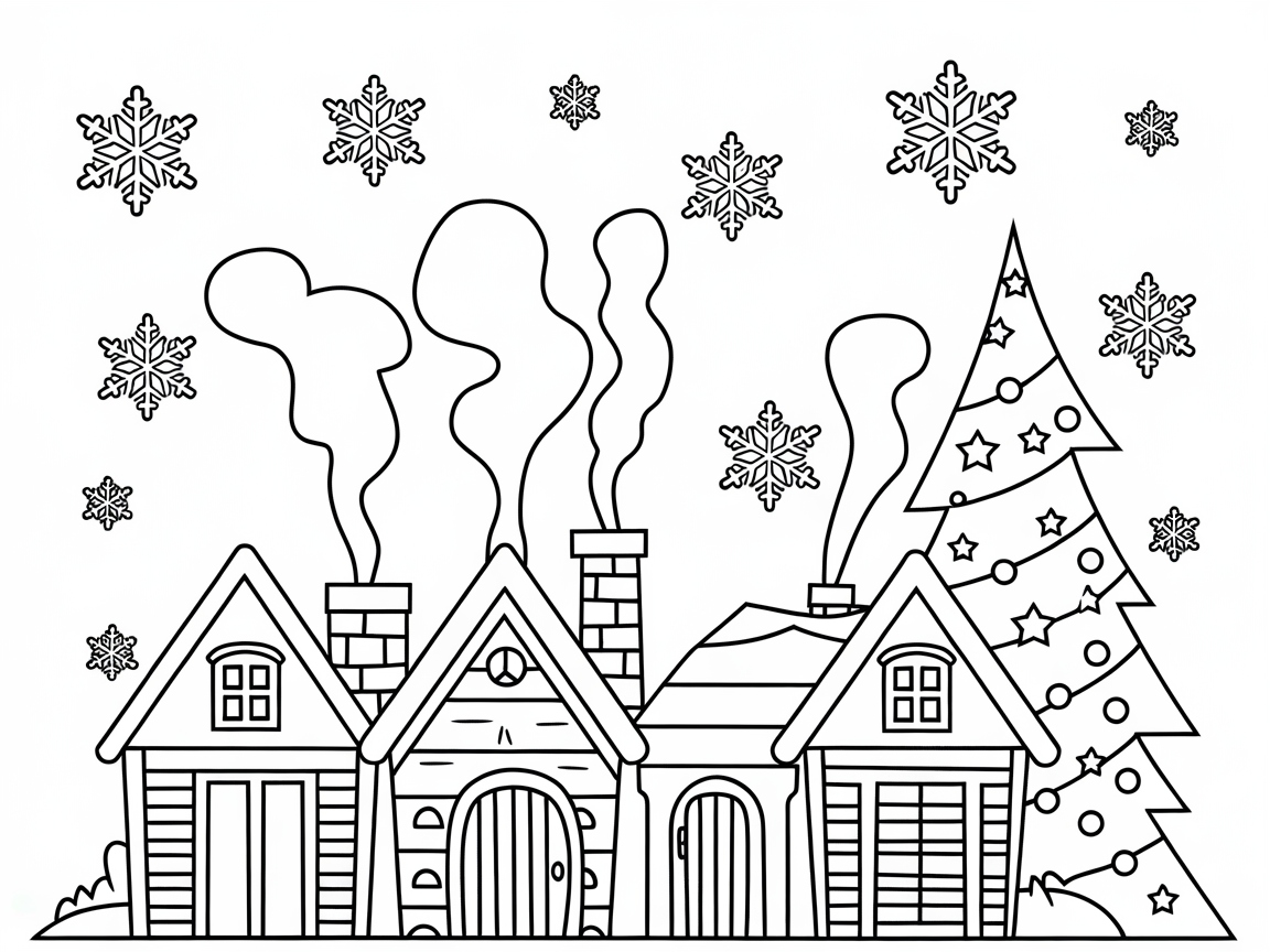 Colorful Holiday Village Awaits Your Artistic Flair