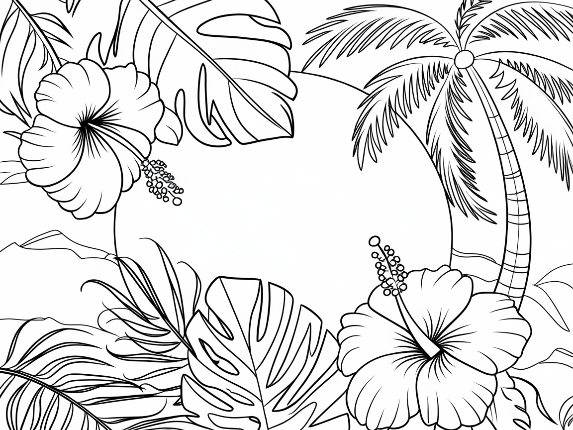 Unwind in a Tropical Paradise with This Coloring Page