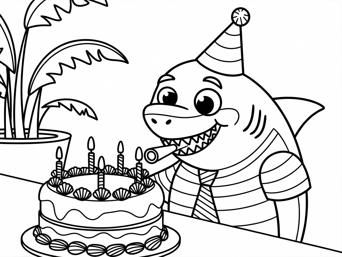 Celebrate in Style with This Birthday Shark Coloring Page
