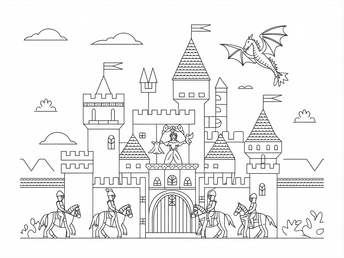 Epic Castle Adventure Coloring Page