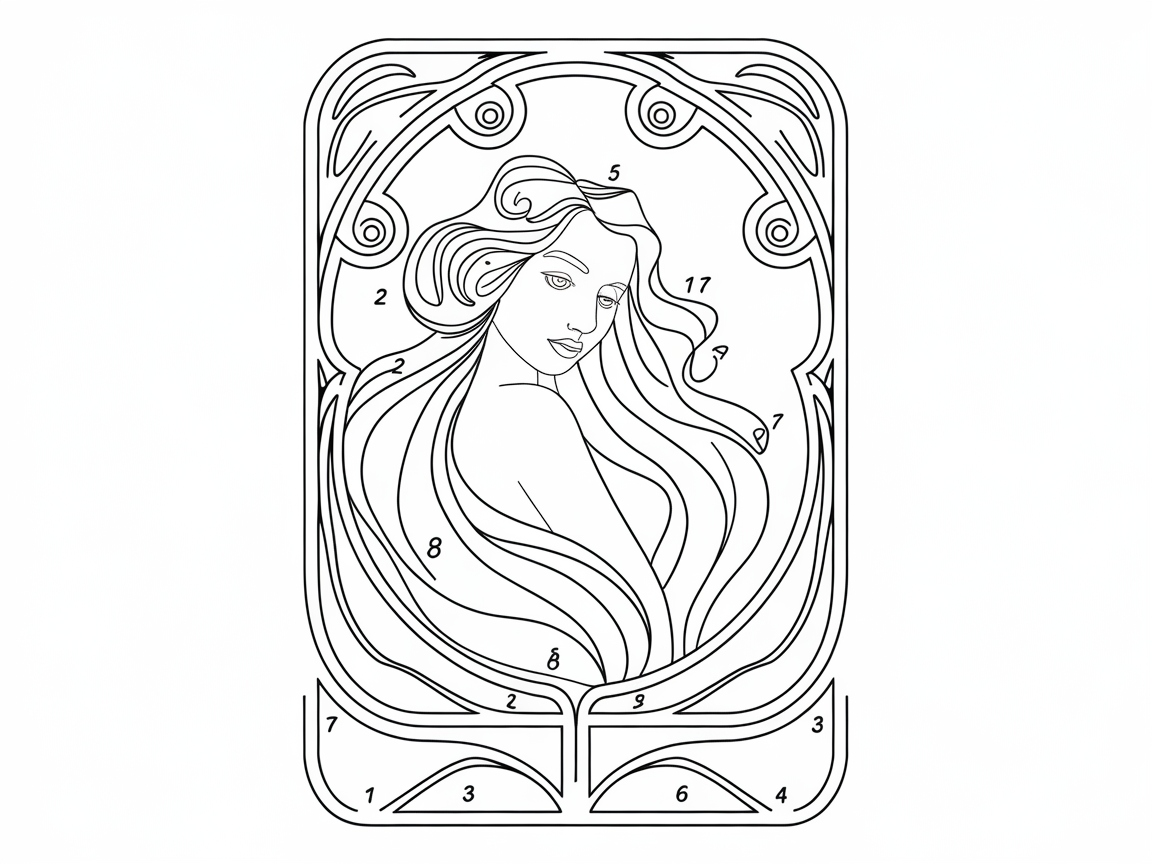 Unwind with This Art Nouveau Portrait Color by Number