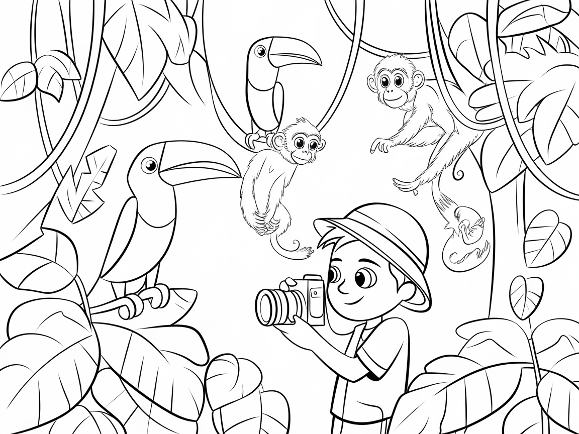 Capture Jungle Adventures with Curious Monkeys and Toucans