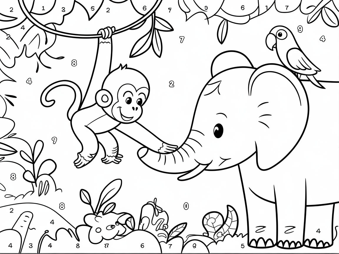 Jungle Friends Color by Number Adventure