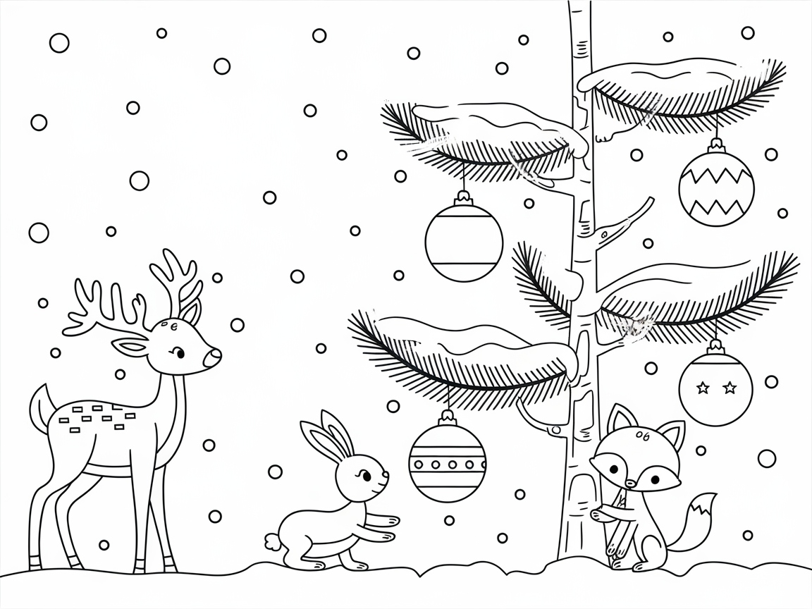 Color a Whimsical Winter Wonderland with Woodland Friends