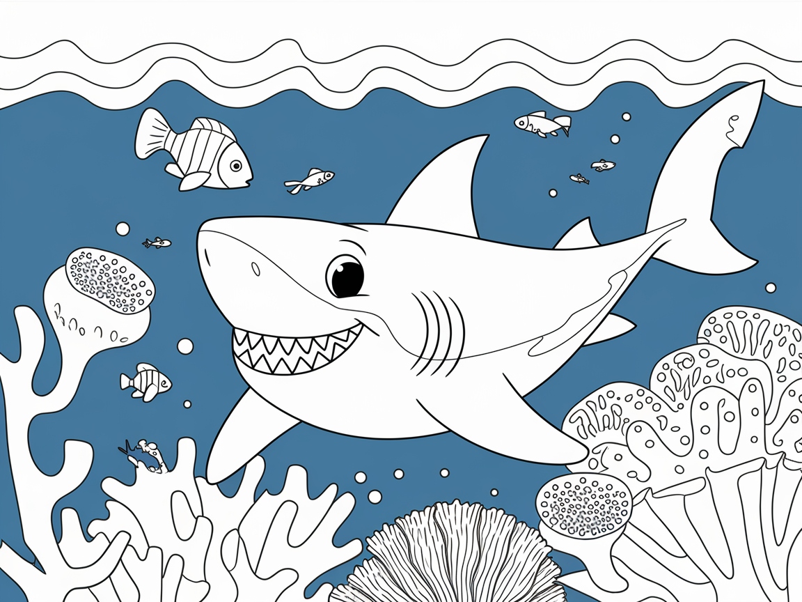 Dive Into This Playful Shark Coloring Page