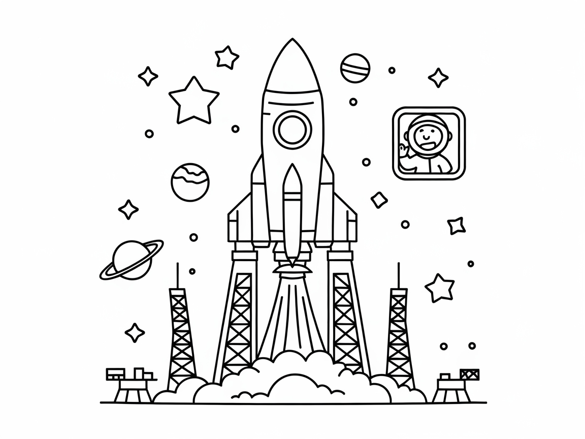 Blast Off into Coloring Fun with This Space Shuttle Adventure