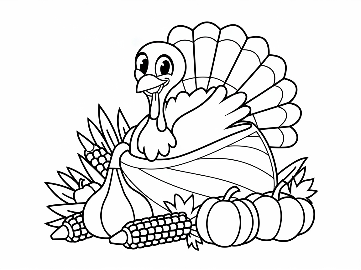 Color This Festive Turkey and Harvest Bounty