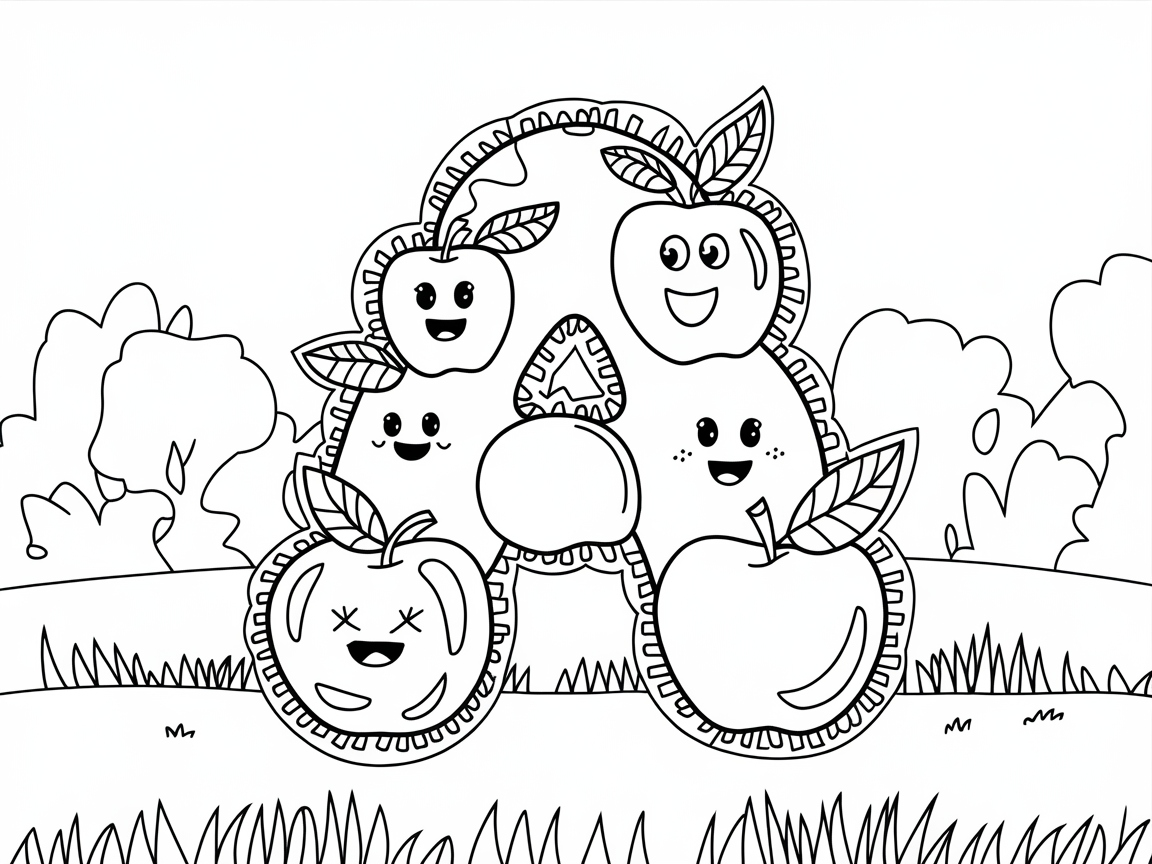 Happy Apple Faces in the Orchard