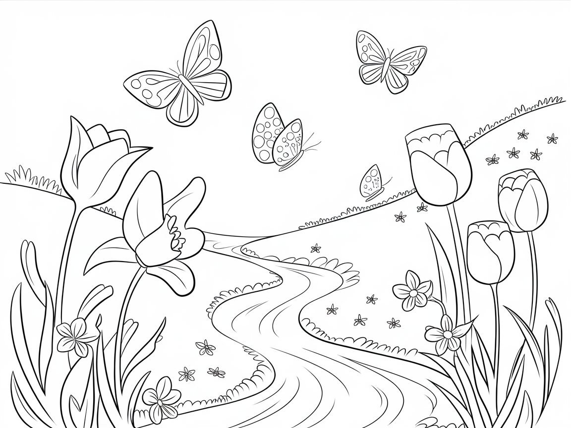 Serene Spring Blossom and Butterflies