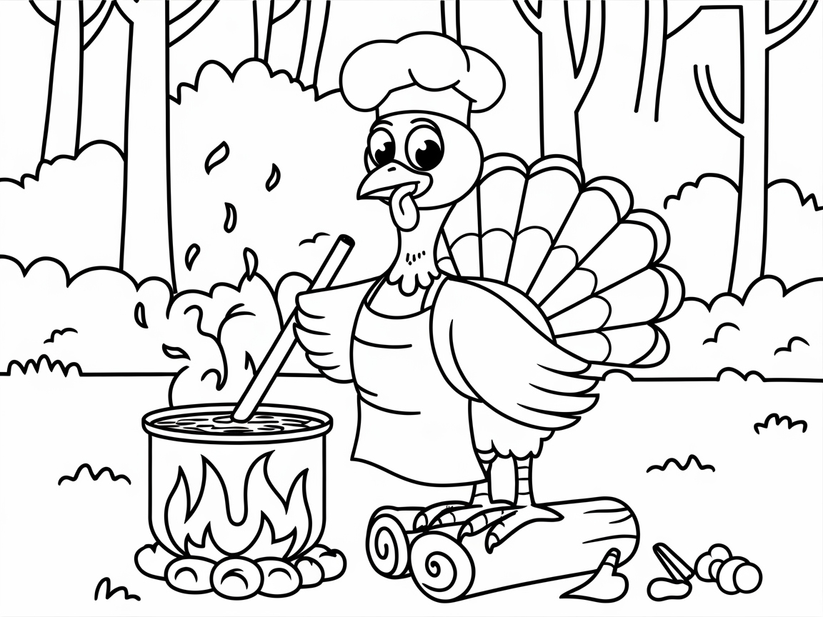 Whip Up Color with This Chef Turkey Forest Scene