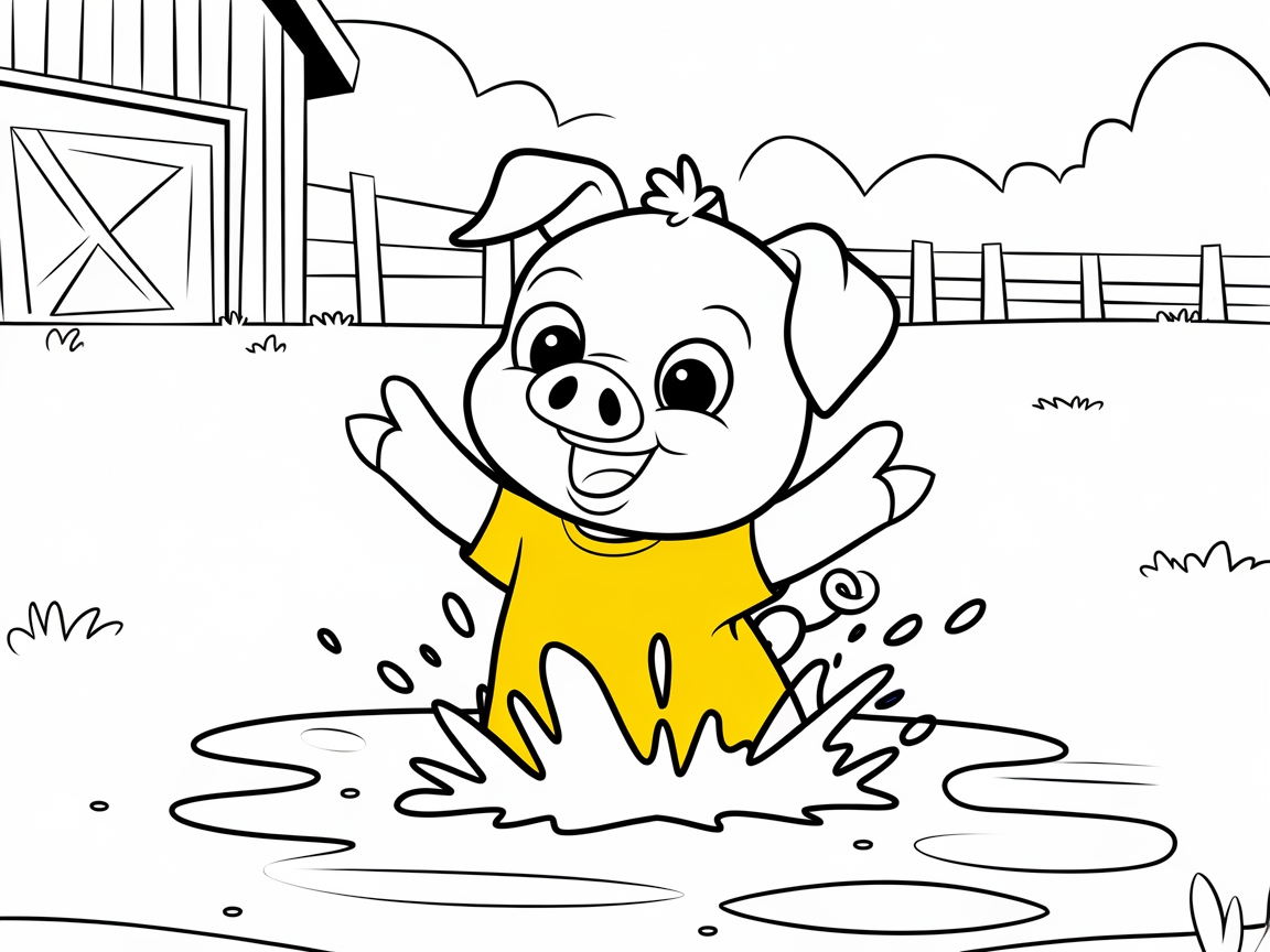 Splashing Fun with a Joyful Piggy Page