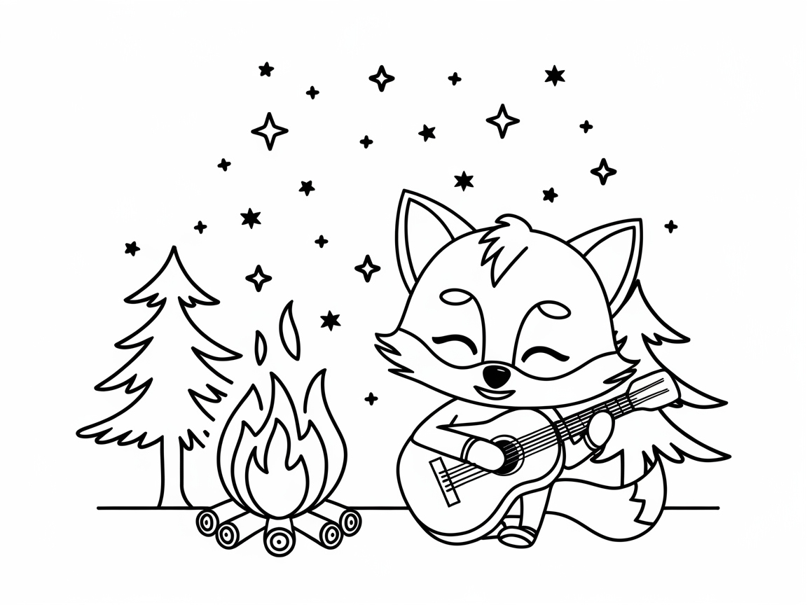 Campfire Melody with a Musical Fox
