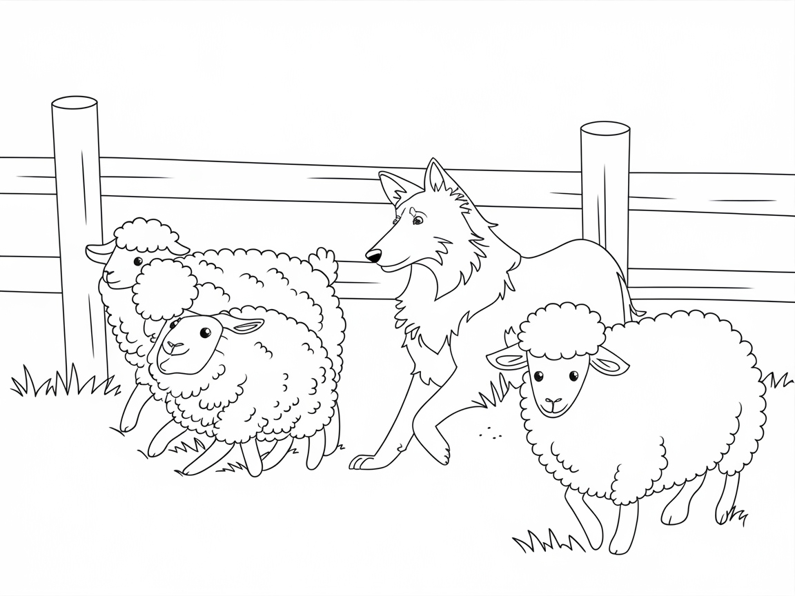 Shepherding Adventure with This Collie and Sheep Scene