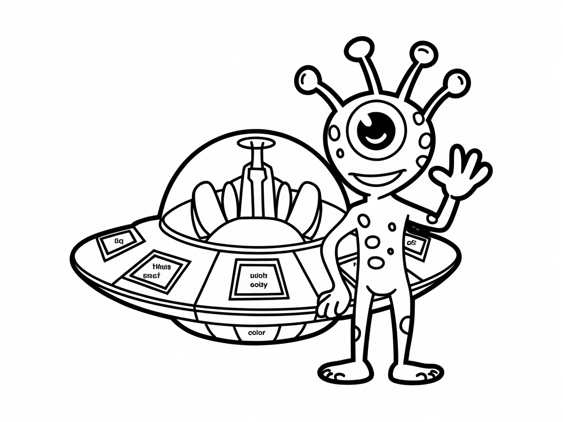 Explore Alien Worlds With This Whimsical UFO Coloring Page