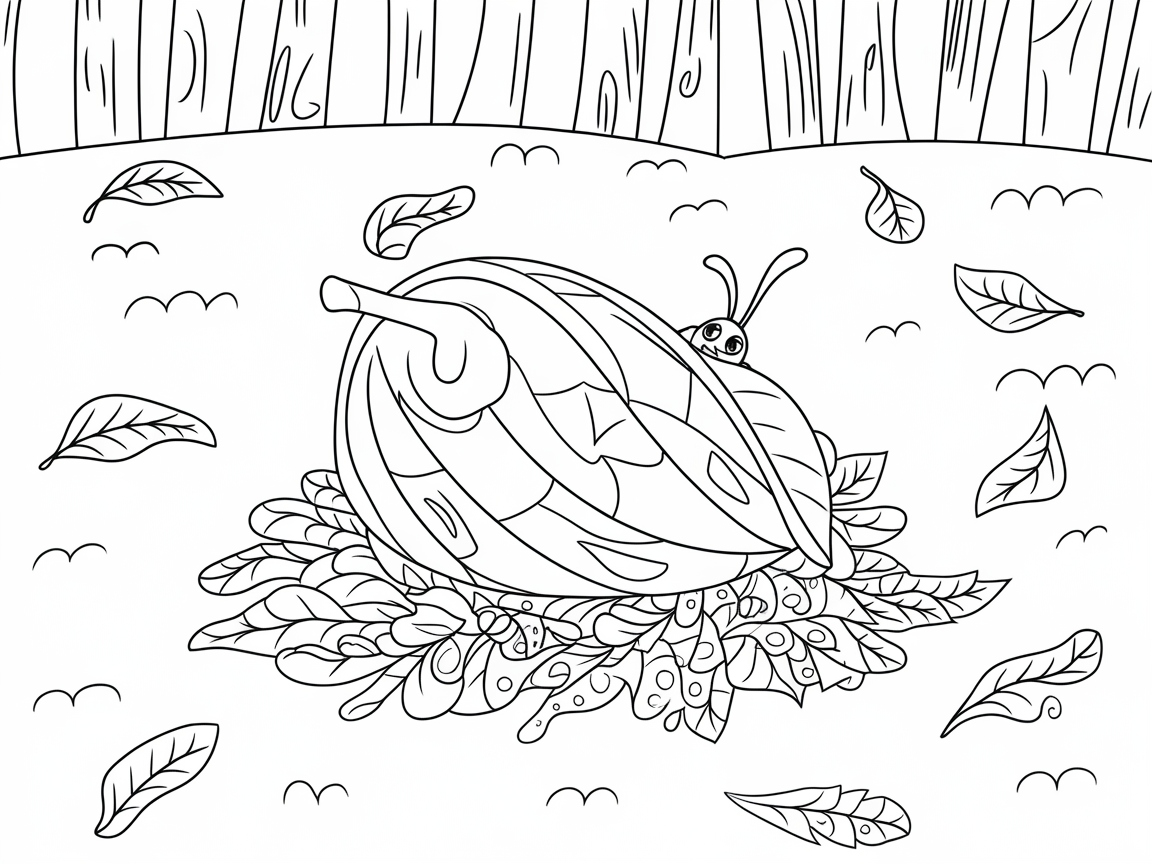 Whimsical Snail Among the Leaves