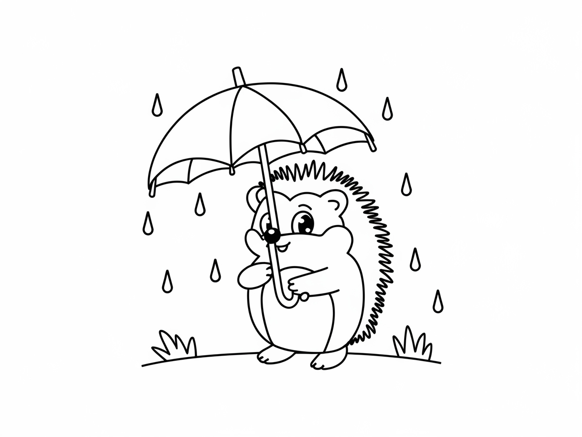 Stay Dry with This Adorable Hedgehog Coloring Page