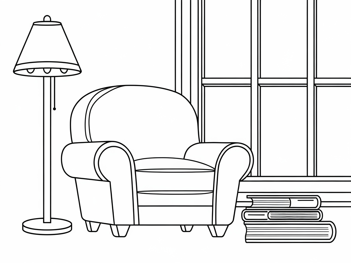Relax in Your Cozy Reading Nook with This Coloring Page