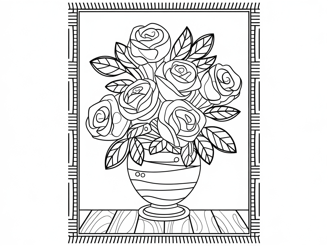 Color a Blooming Bouquet in a Beautiful Vase
