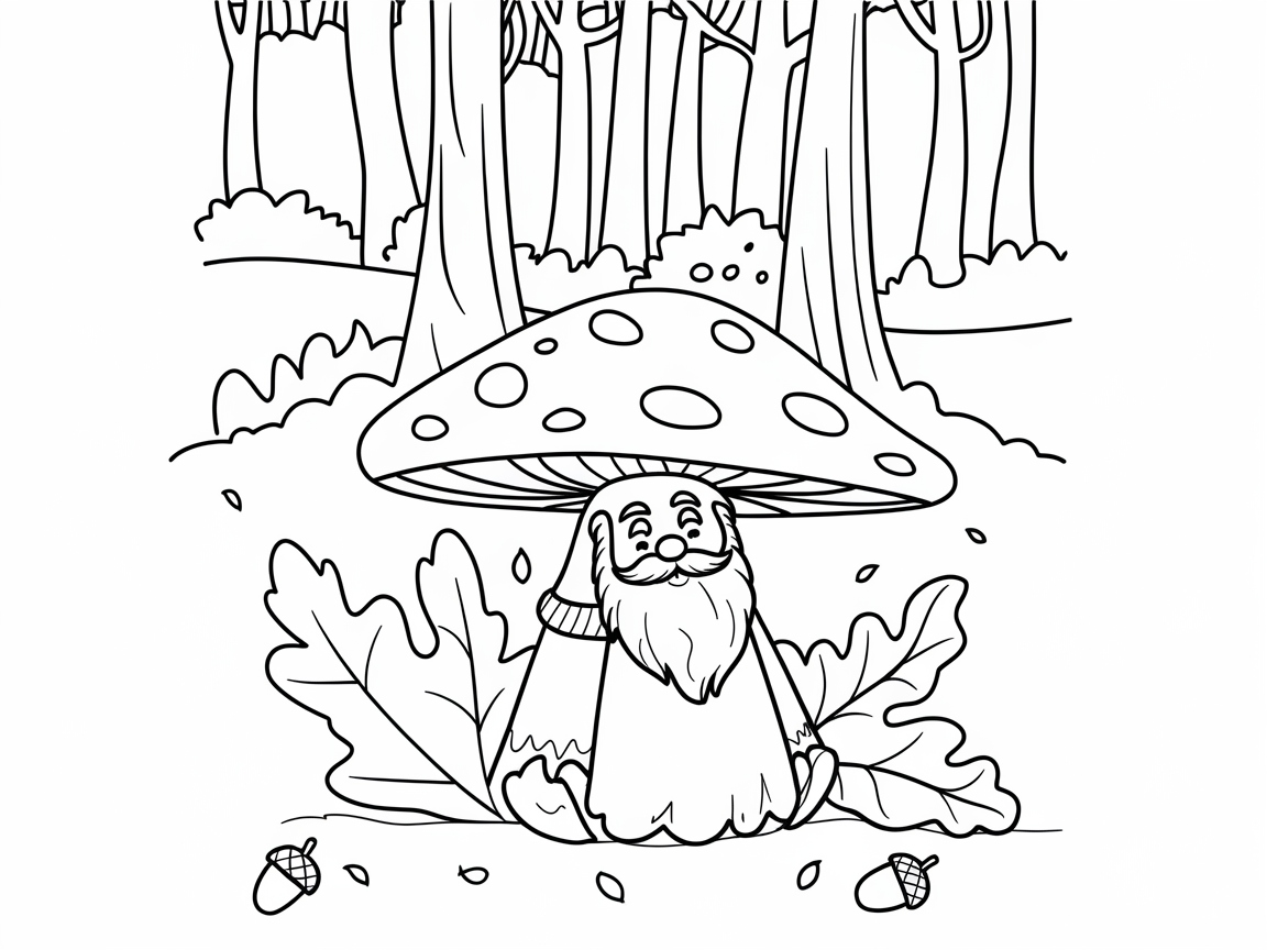 Charming Gnome Under Mushroom Adventure