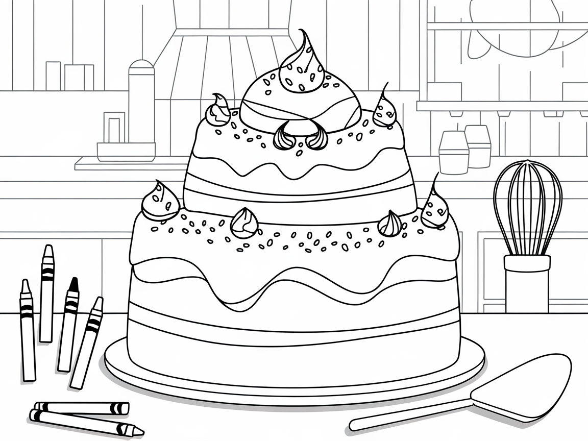 Whip Up Creativity with This Sweet Cake Coloring Page