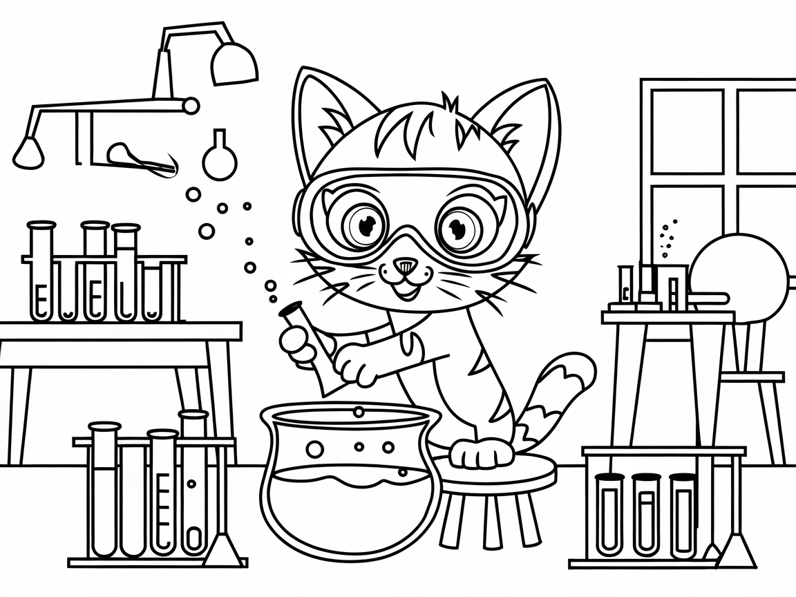 Mad Scientist Kitten Mixes Up Fun