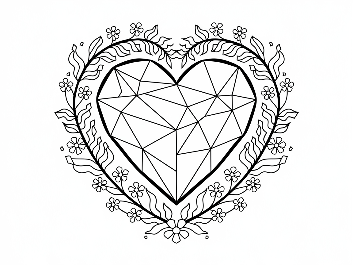 Geometric Heart with Floral Border