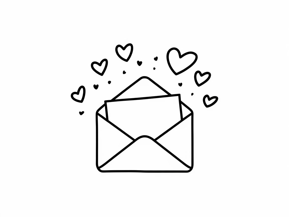 Sweet Love Letter with Floating Hearts