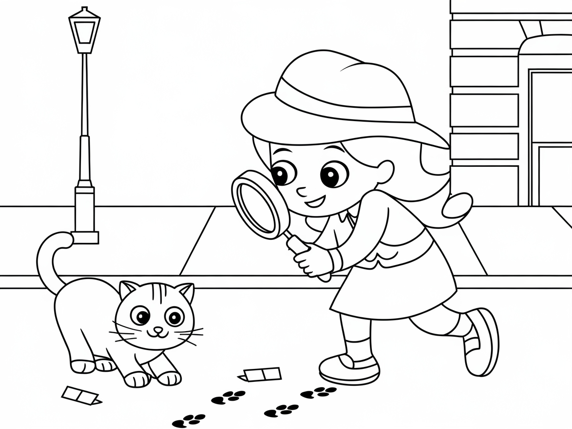 Detective Adventure with a Curious Cat Companion