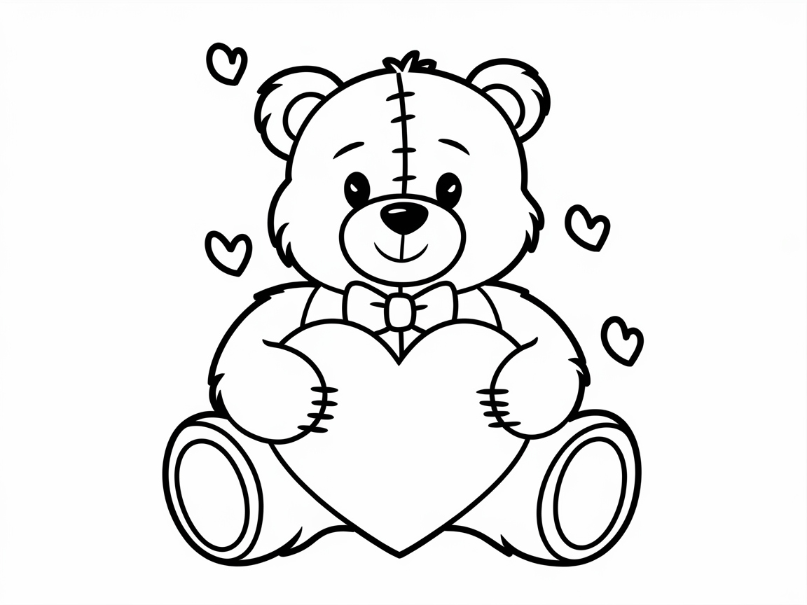 Hug This Heartfelt Teddy Bear Coloring Page