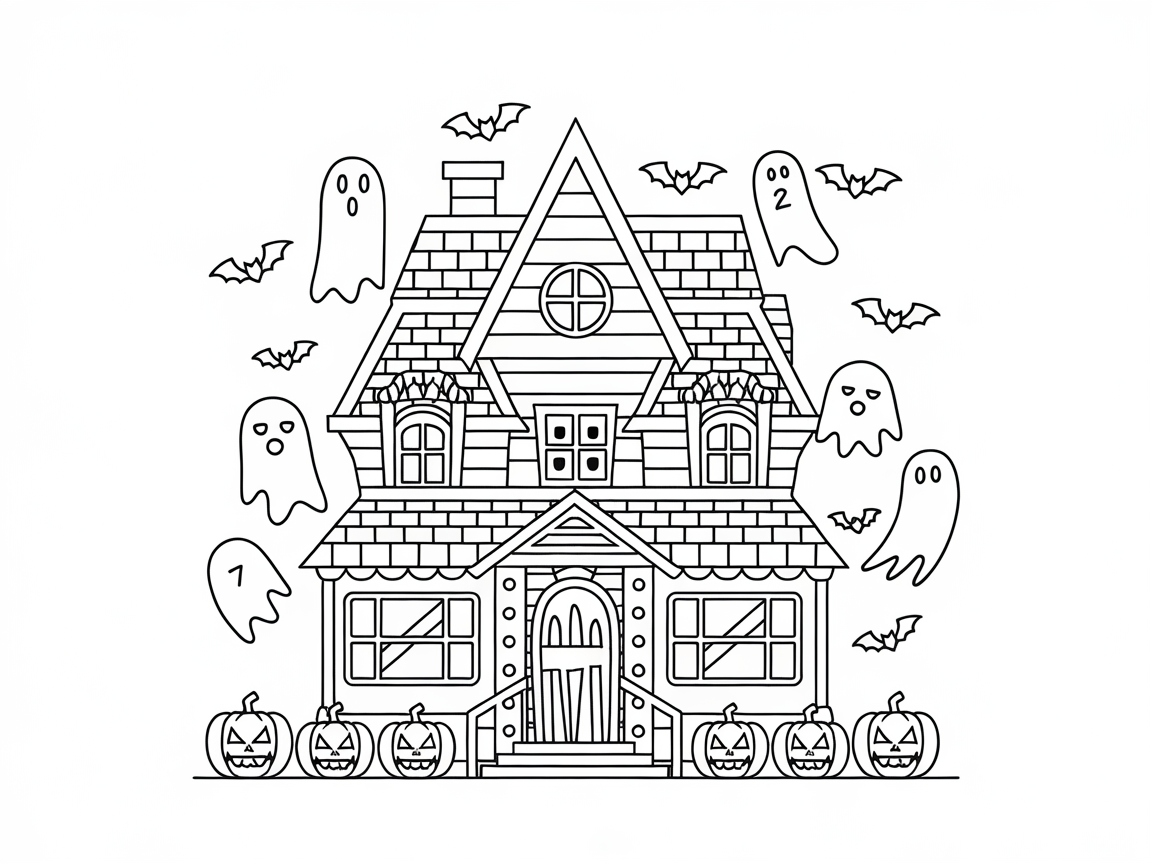 Get Spooky with This Haunted House Coloring Page