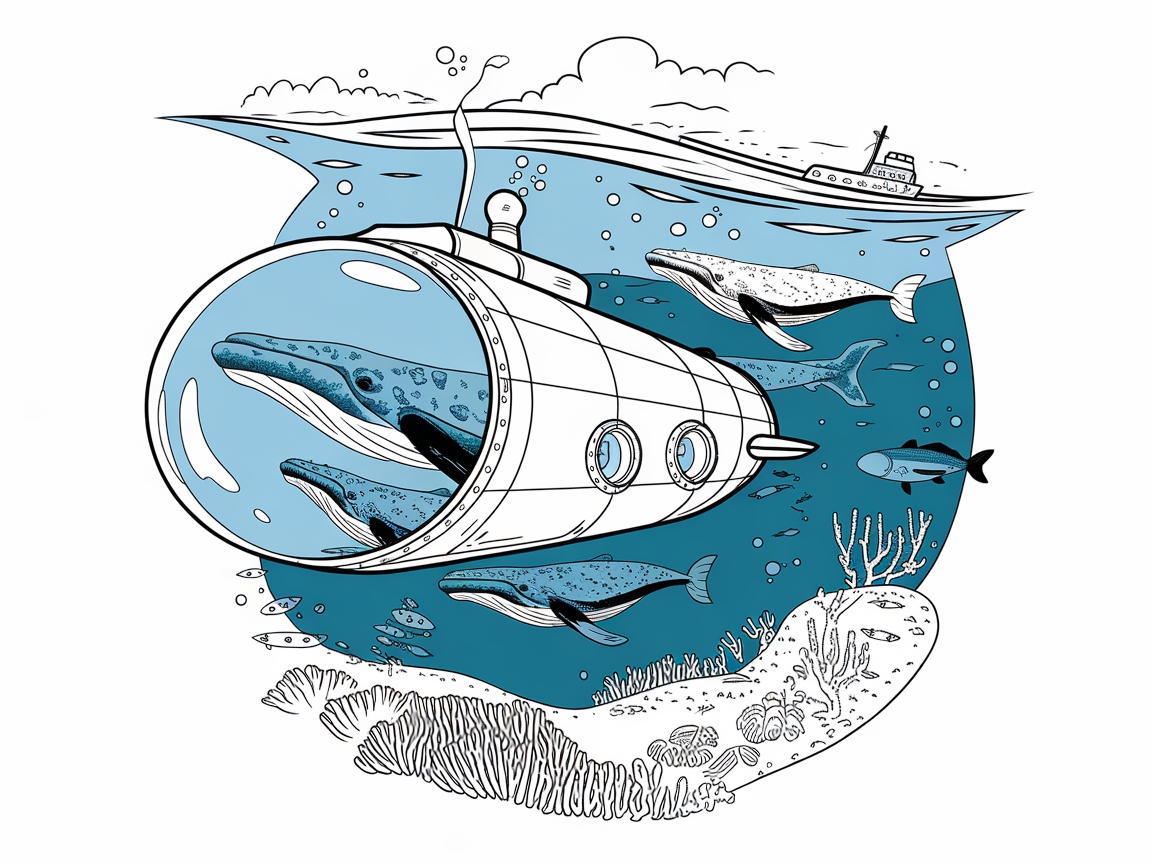 Explore the Depths with This Submarine Adventure Coloring Page