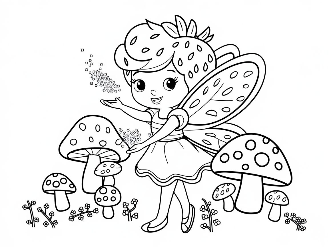 Enchanting Strawberry Fairy in Mushroom Land