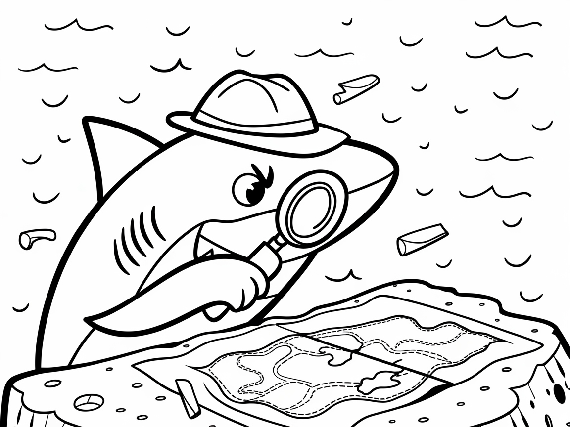 Embark on an Adventure with This Detective Shark Coloring Page