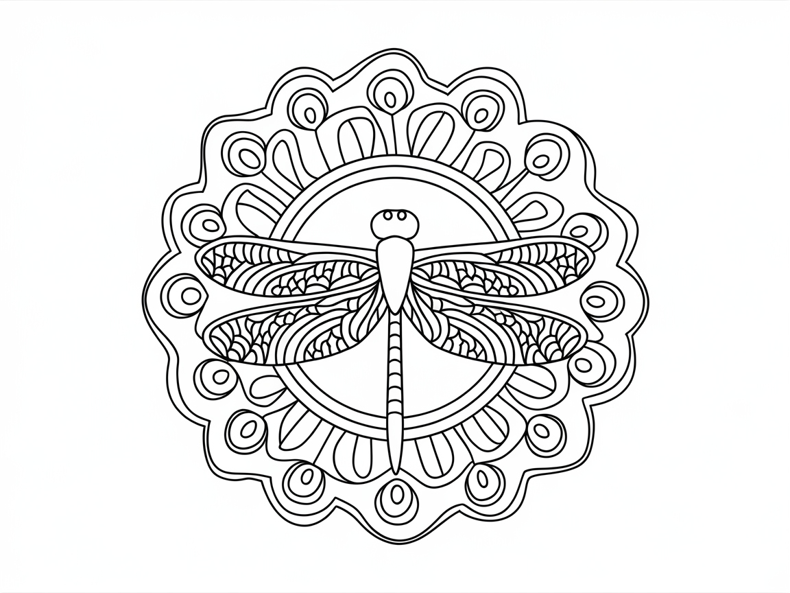 Intricate Dragonfly Mandala Design
