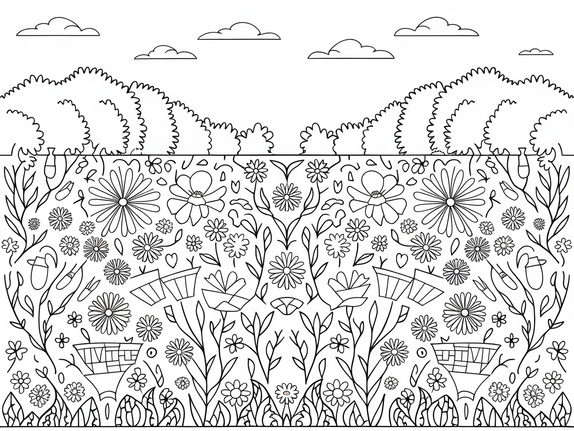 Explore a Garden Paradise with This Floral Scene