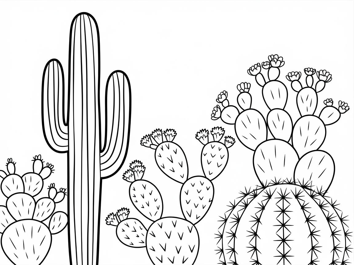 Create a Desert Oasis with This Cactus Coloring Page