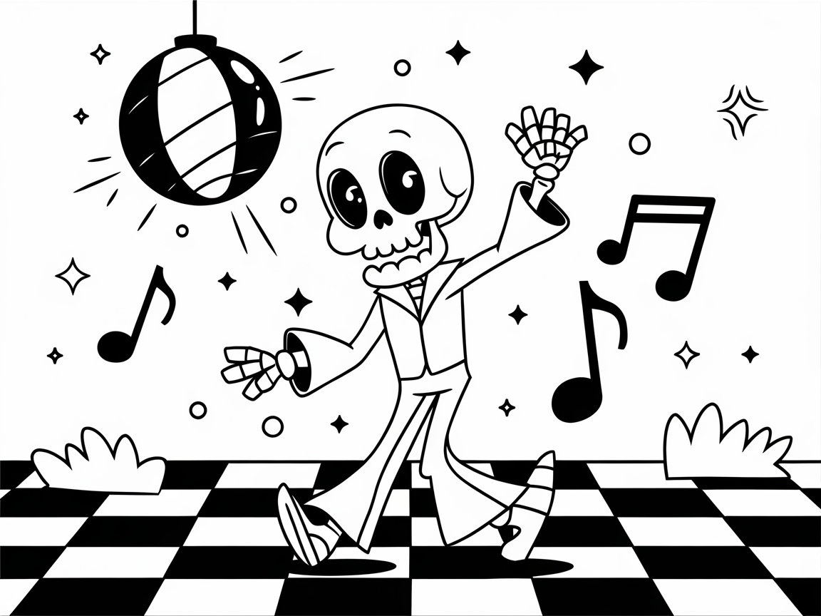 Dance the Night Away with This Groovy Skeleton Scene