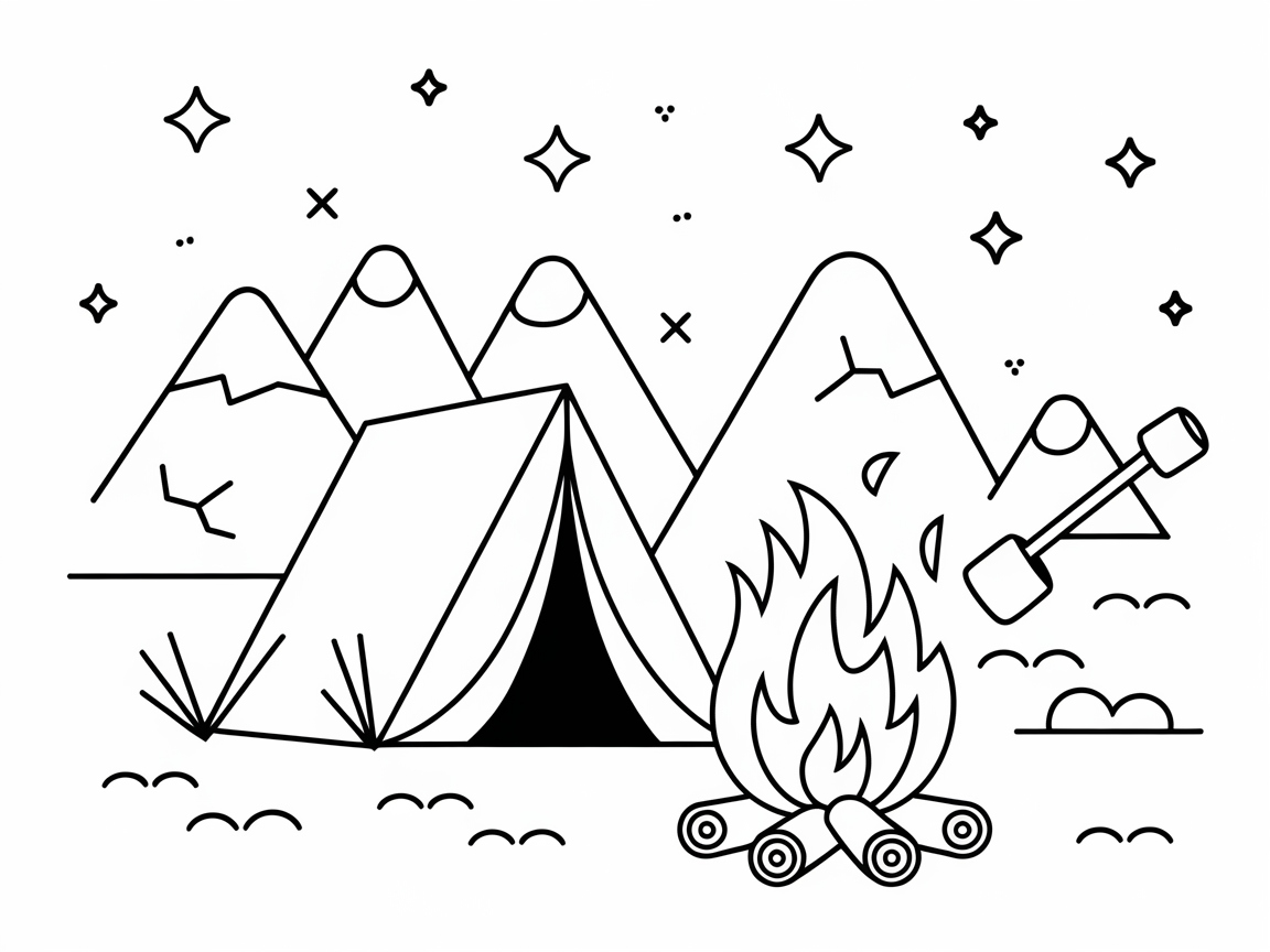 Camp Under the Stars with This Adventure Coloring Page