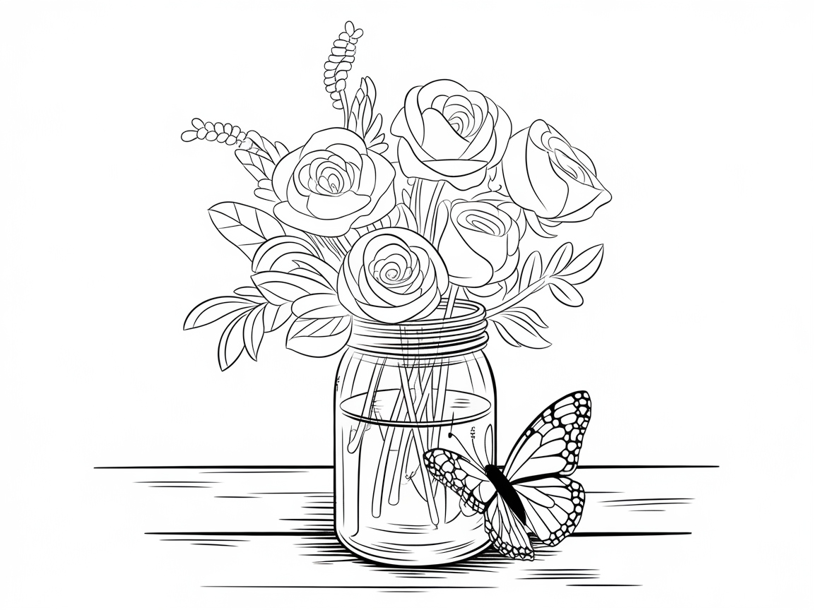 Charming Mason Jar Bouquet with Butterfly
