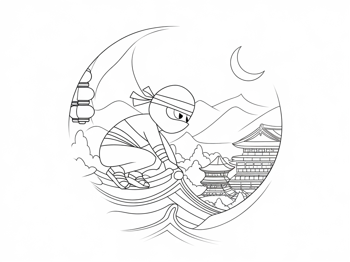 Ninja Rooftop Adventure Under the Moonlight