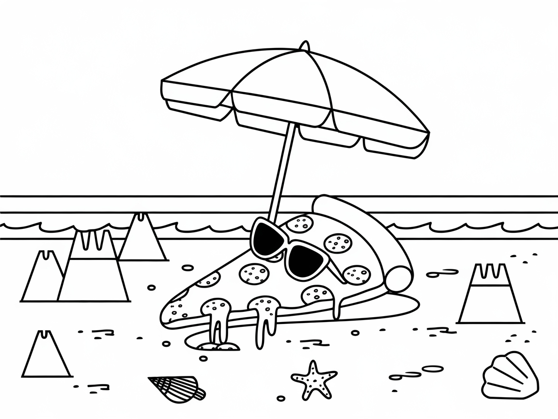 Beach Day for a Cool Pizza Slice