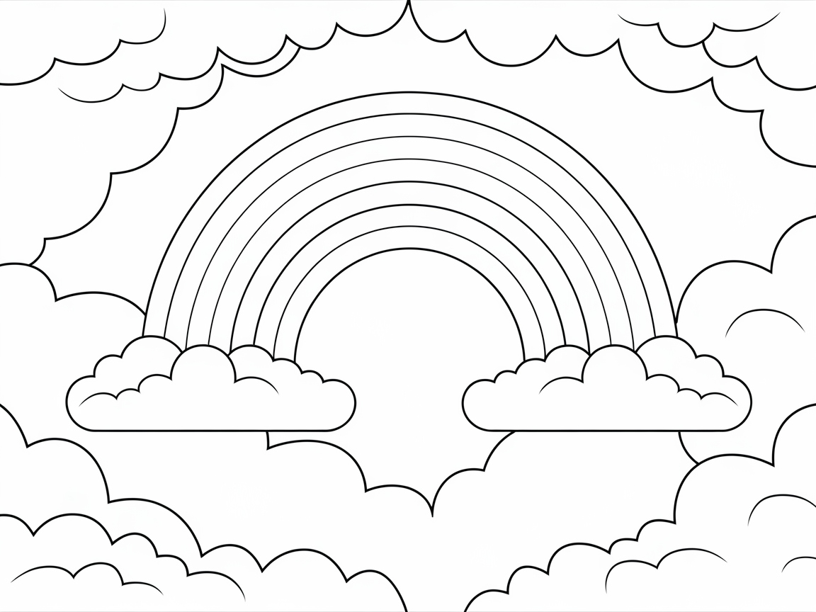 Color a Rainbow Over Fluffy Clouds