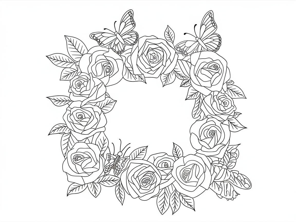 Floral Square Frame with Butterflies for Creative Expression