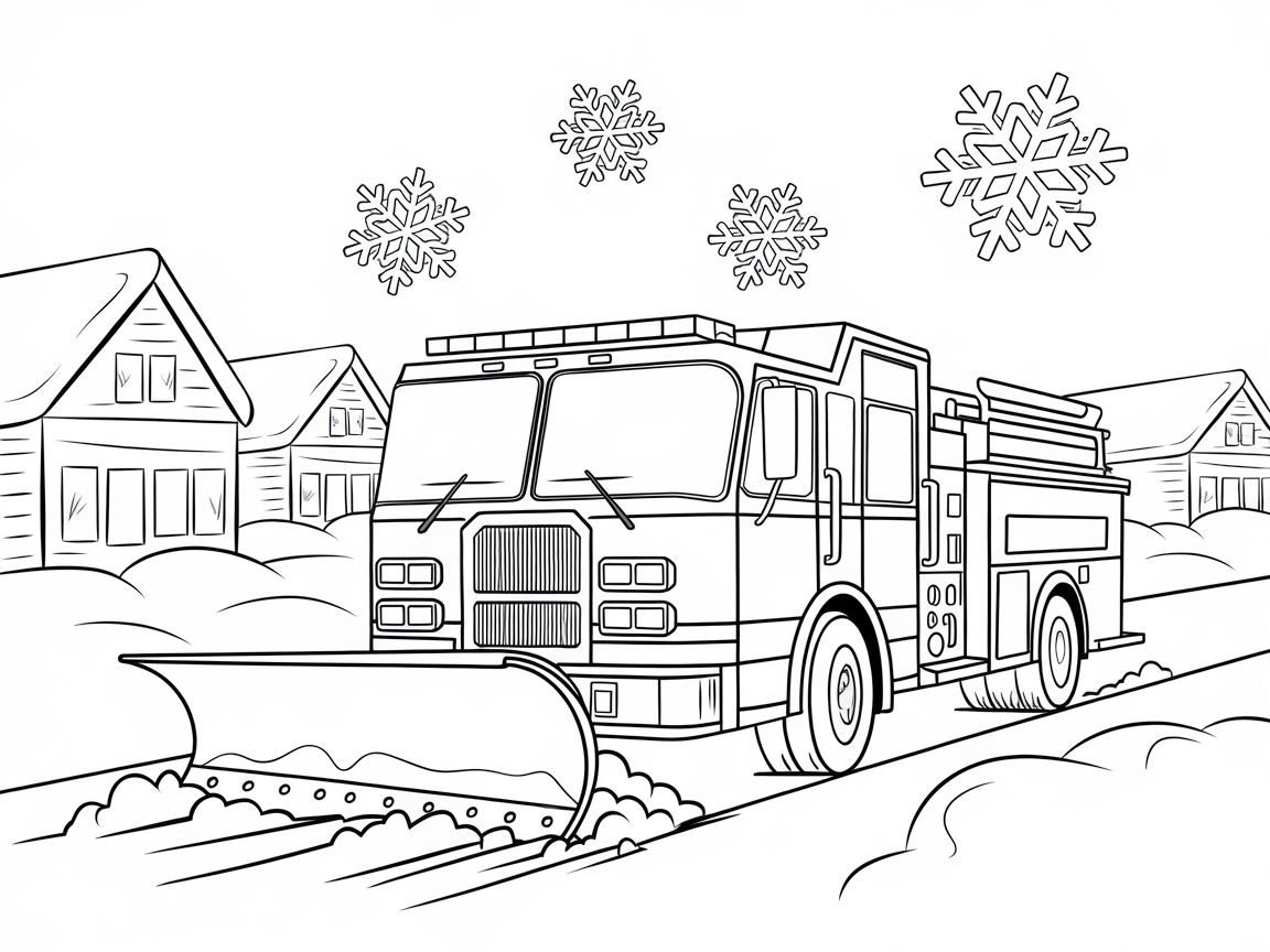 Snowy Fire Truck Scene: A Winter Rescue