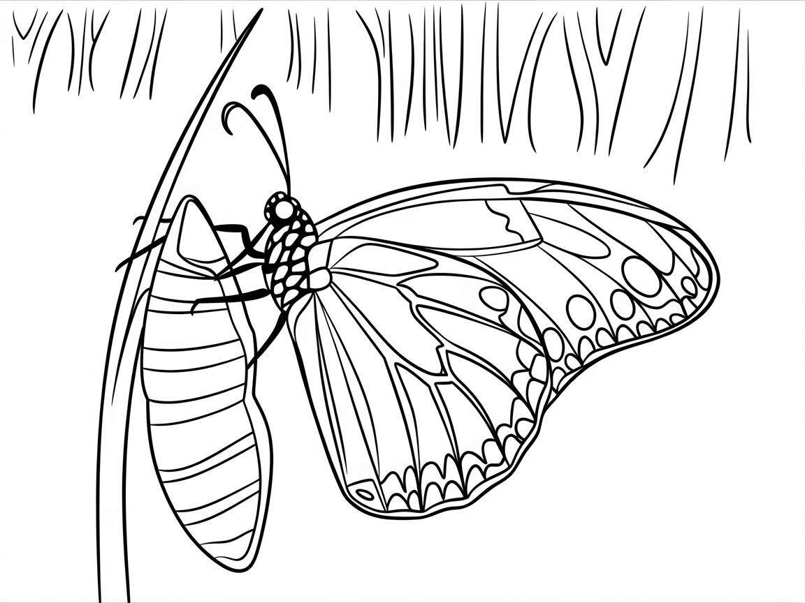 Emerging Butterfly in a Grassy Retreat