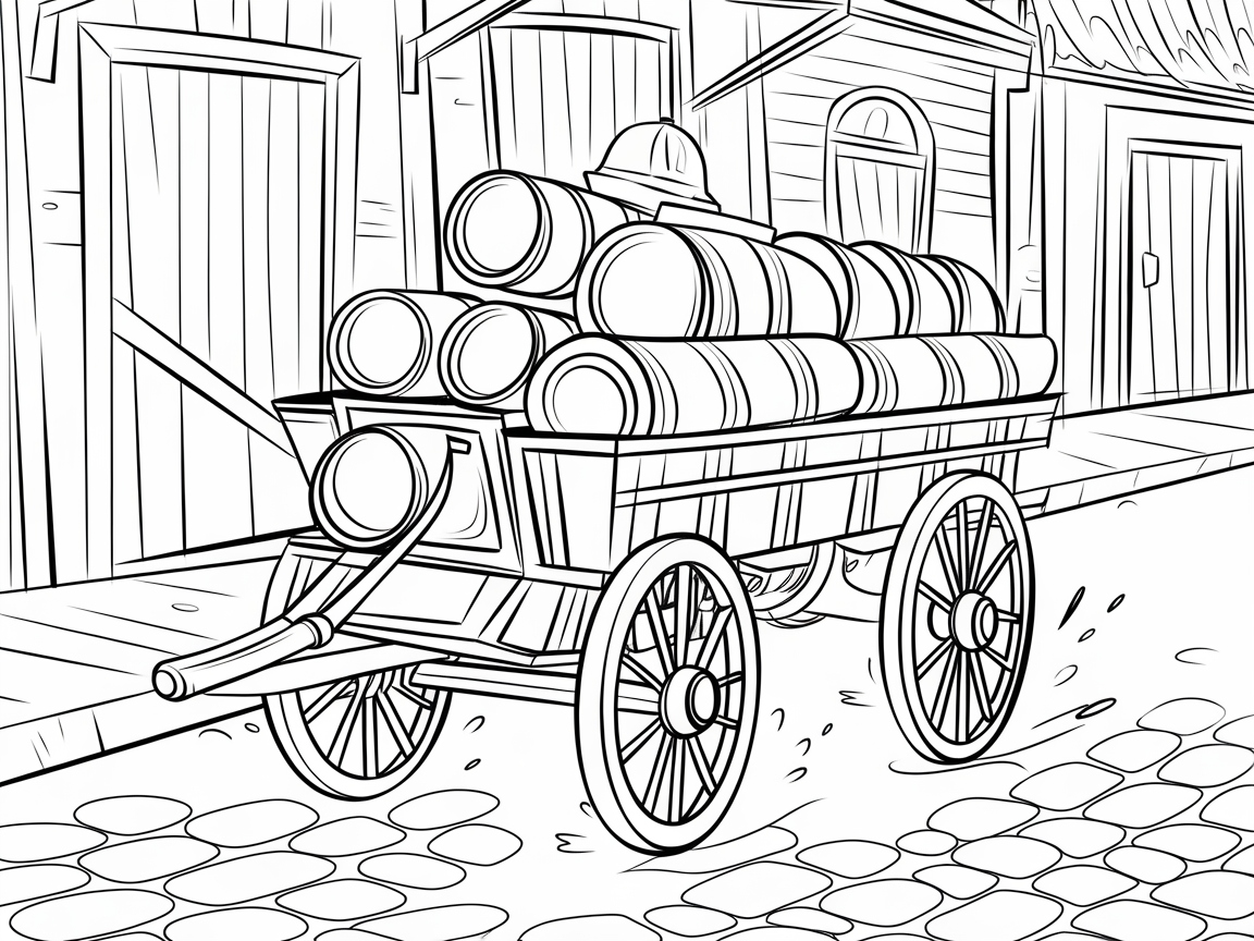 Color the Vintage Fire Cart in Action