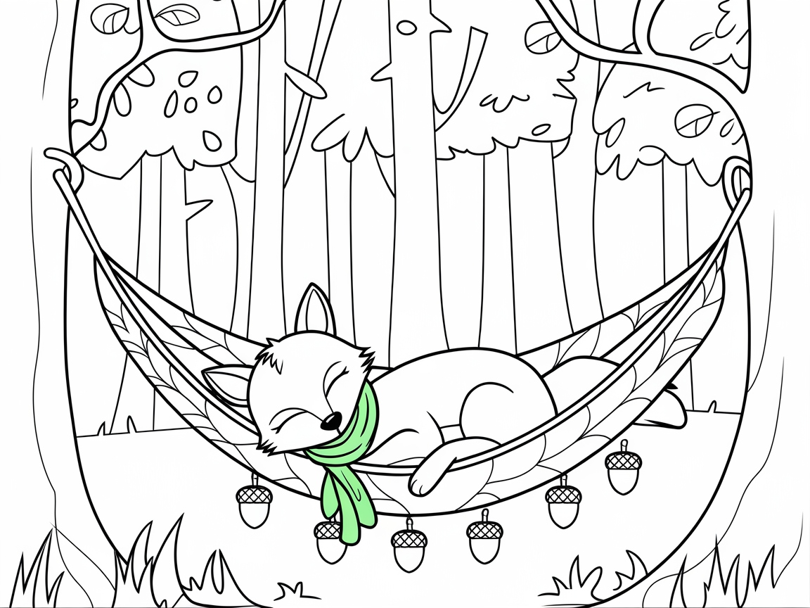 Relaxing Fox in a Cozy Hammock Scene