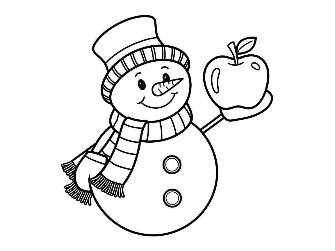Frosty Meets Fruit: Snowman with an Apple